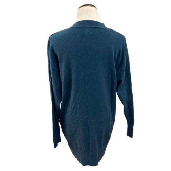 Worthington Teal Blue Grandpa Style Button-Up Long Sleeve Long Cardigan. Size M. - Picture 3 of 5